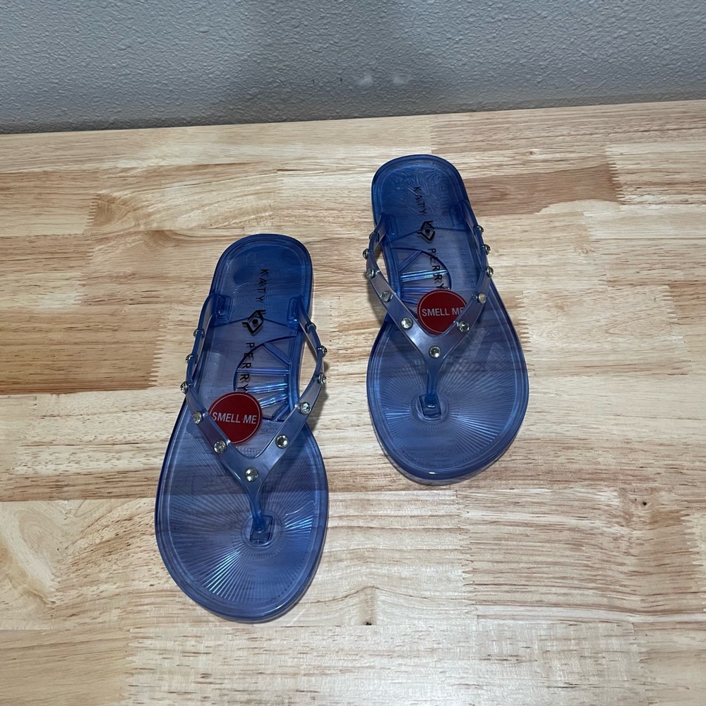 Katy Perry Women’s Flexible PVC GELI® Slip On Flat Thongs with Crystals - NWT